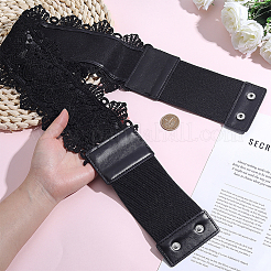 1 Stück elastischer Taillengürtel aus Polyester-Blumenspitze und PU-Leder mit Kunststoffverschlüssen für Damen&nbsp;AJEW-HY0003-45