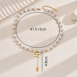 Элегантные бусины-подвески из нержавеющей стали в форме буквы B с имитацией жемчуга для женщин PW1980