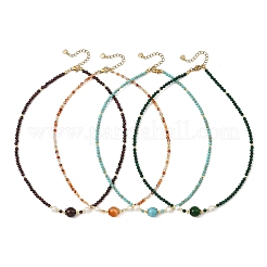 Colliers de perles rondes en pierres précieuses naturelles et synthétiques mélangées et en perles de culture d'eau douce naturelles&nbsp;NJEW-JN06554