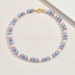 Стеклянные жемчужины круглые бусины ожерелья для женщин WK4906