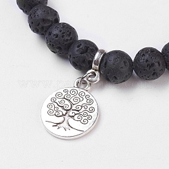 Эластичные браслеты из натурального вулканического камня&nbsp;BJEW-JB03771-01