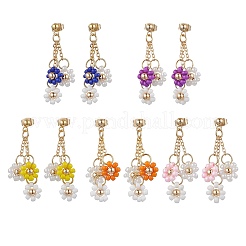 Boucles d'oreilles pendantes en perles de verre faites à la main avec des fleurs et de l'acier inoxydable 304 pour femmes&nbsp;EJEW-JE06202