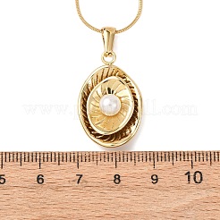 Ожерелья-змейки с подвеской в виде овальной цепи из нержавеющей стали 304 и искусственного акрилового жемчуга для женщин NJEW-F354-05G