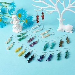 Серьги-подвески из натуральных и синтетических бусин из каменной крошки EJEW-JE04649