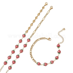 3 шт. 3 стиля браслетов-цепочек из латуни с эмалью&nbsp;BJEW-JB13148