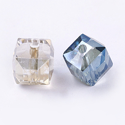 Arcobaleno placcato sfaccettate cubo electorplated perle di vetro&nbsp;X-EGLA-E006-M1