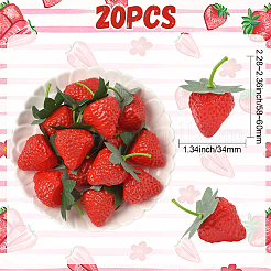 20 шт. смоляная имитация клубники&nbsp;AJEW-SP0003-29