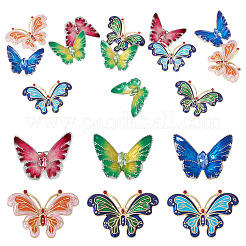 12 pièce 6 styles d'épingles en émail papillon&nbsp;JEWB-TA0001-23