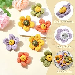 10 шт. 5-х цветные хлопковые булавки с изображением подсолнуха&nbsp;JEWB-CJ0001-71