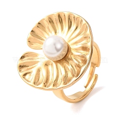 Anillos abiertos tipo brazalete con cuentas de concha de acero inoxidable 304 para mujer&nbsp;RJEW-E301-01A