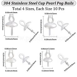 40 stücke 4 arten 304 edelstahl tasse perle peg kautionen pin anhänger&nbsp;STAS-BBC0010-18