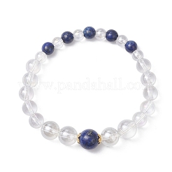 Браслеты из бусин из стекла и натурального лазурита для женщин и мужчин BJEW-JB12693-01