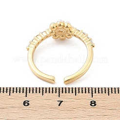 Открытые манжеты из латуни с микропаве и прозрачным цирконием для женщин RJEW-R011-04G