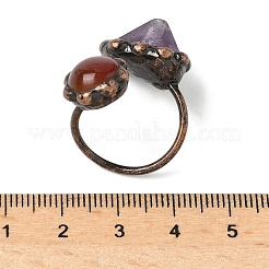 Кольца с натуральным аметистом и драгоценными камнями&nbsp;RJEW-B122-04R-01