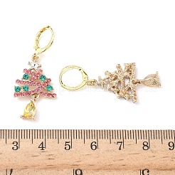 Рождественские серьги-кольца из сплава со стразами EJEW-F399-02G