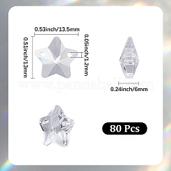80 pieza de dijes de conector de vidrio facetado transparente&nbsp;GLAA-SP0001-88F-01