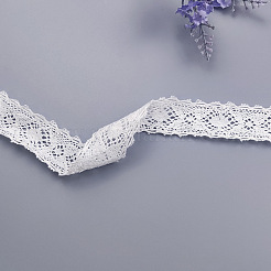 フラットコットンレースリボン  DIYのジュエリーには  誕生日の結婚式のパーティーの装飾  ホワイト  1-1/4インチ（32mm）&nbsp;HULI-PW0002-060