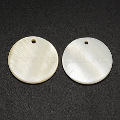 Flache runde Süßwasser Muschel Anhänger&nbsp;X-SHEL-M005-41