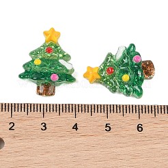 クリスマスシリーズ かわいい透明樹脂デコデンカボション  グリッターパウダー付き  クリスマスツリー  23x18x6.5mm&nbsp;RESI-S03-03A