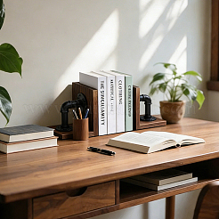 Buchstützen aus Holz mit realistischem Industrierohr&nbsp;DIY-WR0005-45