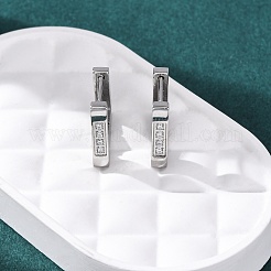 Pendientes de aro trapezoidales de circonita cúbica de acero inoxidable 304&nbsp;EJEW-D331-06P