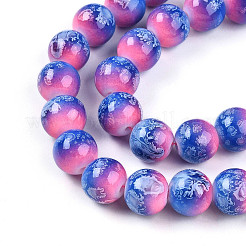 Chapelet de perles en verre baking paint&nbsp;DGLA-N008-10mm-02