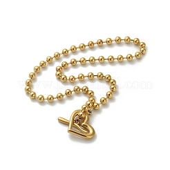 304 нержавеющая сталь ot сердце кулон шариковая цепочка ожерелья для женщин&nbsp;LS-NJEW-C088-05G