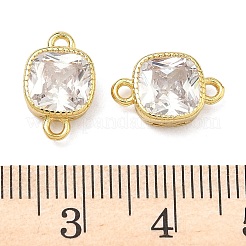 Quadratische Verbindungsanhänger aus Messing mit Zirkonia-Pavé&nbsp;KK-P348-06G-05