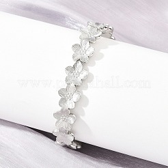 Bracelets manchettes à charnière en acier inoxydable 304 avec motif floral pour femmes&nbsp;SA-CBA45D5-27P