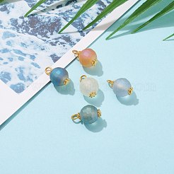 電気メッキガラスビーズペンダント  鉄のパーツとチベットスタイルの合金スペーサービーズ  艶消し  多面カット  ラウンド  ゴールドカラー  ミックスカラー  16.5x10mm  穴：2.5mm&nbsp;PALLOY-JF00657