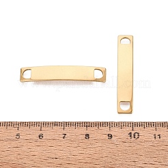 201 ステンレススチールリンクコネクター  空白タグのスタンプ  長方形  ゴールドカラー  39x7x4mm  穴：4x4mm&nbsp;STAS-N095-09G