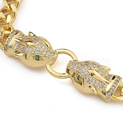 Браслеты из латуни с фианитами и микропаве из звеньев и подвесок&nbsp;BJEW-K261-02G-02