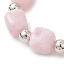 3 шт. двухцветный акриловый и пластиковый кубовидный эластичный браслет с бусинами для женщин&nbsp;BJEW-JB13302-02