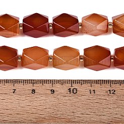 染めの天然な赤瑪瑙ビーズ連売り  ファセットカットのダイヤモンドビーズ  菱形  シードビーズで  13~15x11.5~13.5x11.5~13.5mm  穴：1~1.2mm  約24~25個/連  14.96~16.14インチ（38~41cm）&nbsp;G-Q608-11C