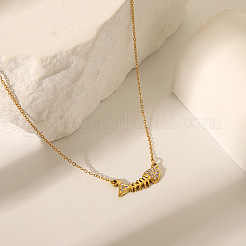 Женские ожерелья с подвеской из рыбьей кости из нержавеющей стали 304 с кристаллами и стразами RG3974