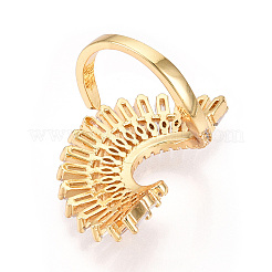 Латунные кольца-манжеты с микропаве и прозрачным цирконием для женщин KK-T074-05G