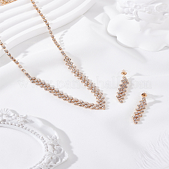 1 комплект железных украшений. Комплект из ожерелья со стразами и сережек-гвоздиков&nbsp;SJEW-LP0001-32KCG