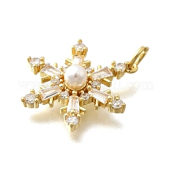 Латунные микро-паве кубические цирконии с подвесками из искусственного жемчуга ABS KK-D295-25G