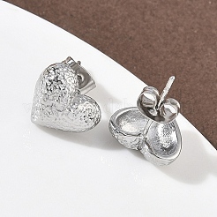 Серьги-гвоздики из нержавеющей стали 304 с текстурированным сердцем EJEW-G453-06P