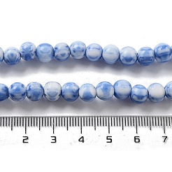 手作りのネパールランプワークビーズ  ラウンド  コーンフラワーブルー  7x6.5mm  穴：1.5mm  約103個/連  25.71''（65.3センチメートル）&nbsp;LAMP-Z008-03B