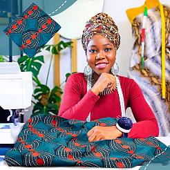 Однотонная полиэфирная ткань с геометрическим принтом DIY-WH0430-584B