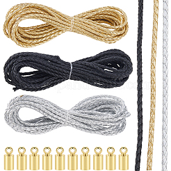 15m 3 Farben geflochtene runde weiche PU-Kunstlederschnüre&nbsp;OCOR-CL0001-11B