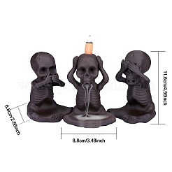 3 pz 3 stile bruciatore di incenso a riflusso con teschio in ceramica fumo cascata porta incenso&nbsp;JX842A