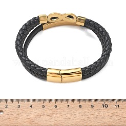Braccialetti multi-filo in cordino intrecciato in pelle microfibra&nbsp;BJEW-C153-01G
