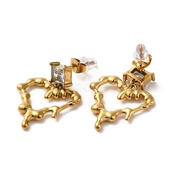 Серьги-гвоздики с подвесками из нержавеющей стали 304 «тающее сердце» EJEW-C075-01G