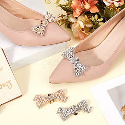 4 шт. 2-цветные украшения для обуви из сплава со стразами в виде банта FIND-CP0002-25