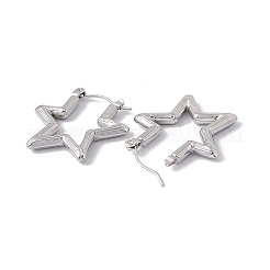 変色しない304ステンレススチール製スターフープピアス（女性用）  ステンレス鋼色  23x25x2mm  ピン：0.6mm&nbsp;EJEW-E199-04P