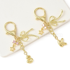 Decorazioni pendenti in lega e zirconia cubica micro pavé in ottone&nbsp;HJEW-YW00460-01