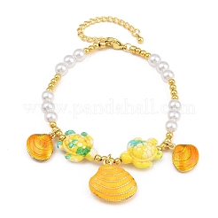 Braccialetti da donna con ciondoli a forma di stella marina in ottone smaltato&nbsp;KK-CBA68DA-16G-03