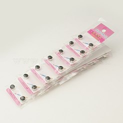ラインストーン付きステンレススチール製磁気スタッドピアス  フラットラウンド  ジェット  直径約5mm  厚さ5mm  12のペア/ボード&nbsp;EJEW-I054B-03
